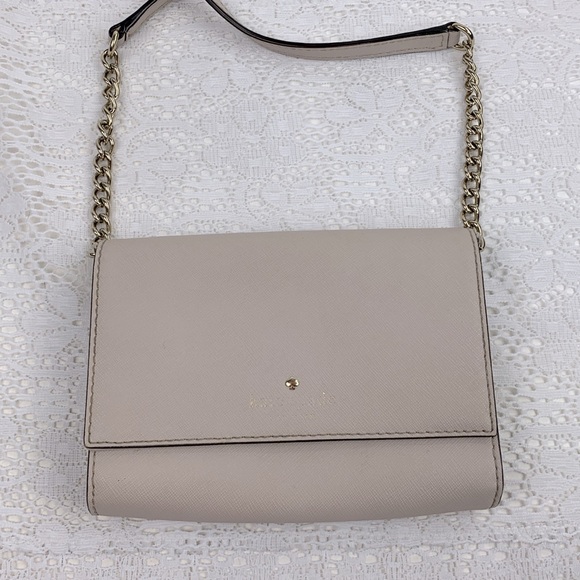 kate spade Handbags - Kate Spade Creme Saffiano Leather Crossbody Bag Gold chain strap Flap snap close